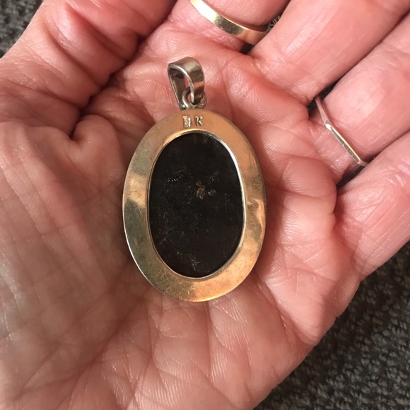 Vintage sterling silver and amber pendant - Picture 4 of 4